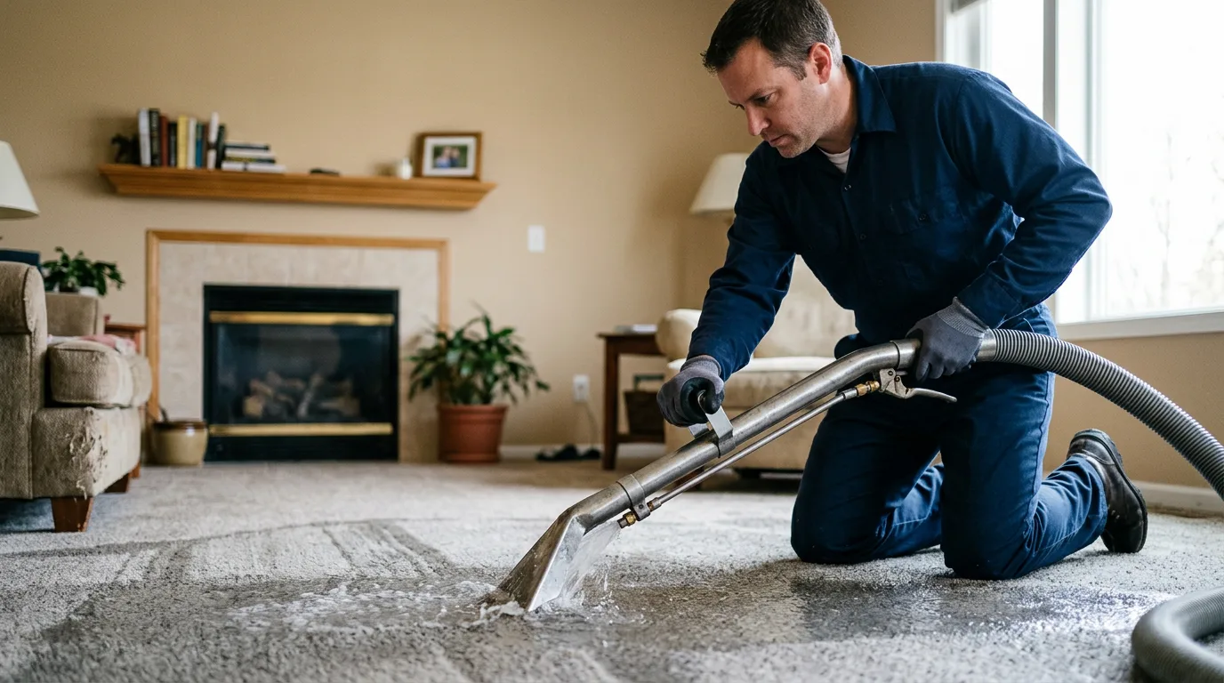 Water damage restoration technician working near Hopwood, PA